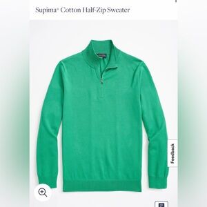Men's Brooks Brothers Supima Green Quarter-Zip Sweater